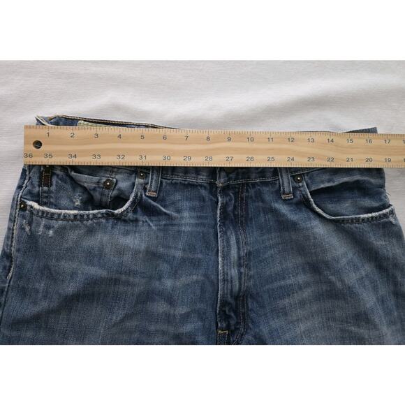 VTG Y2K Abercrombie Fitch Jeans Mens 34x32 Saranac Boot cut Distressed Grunge - Picture 5 of 14